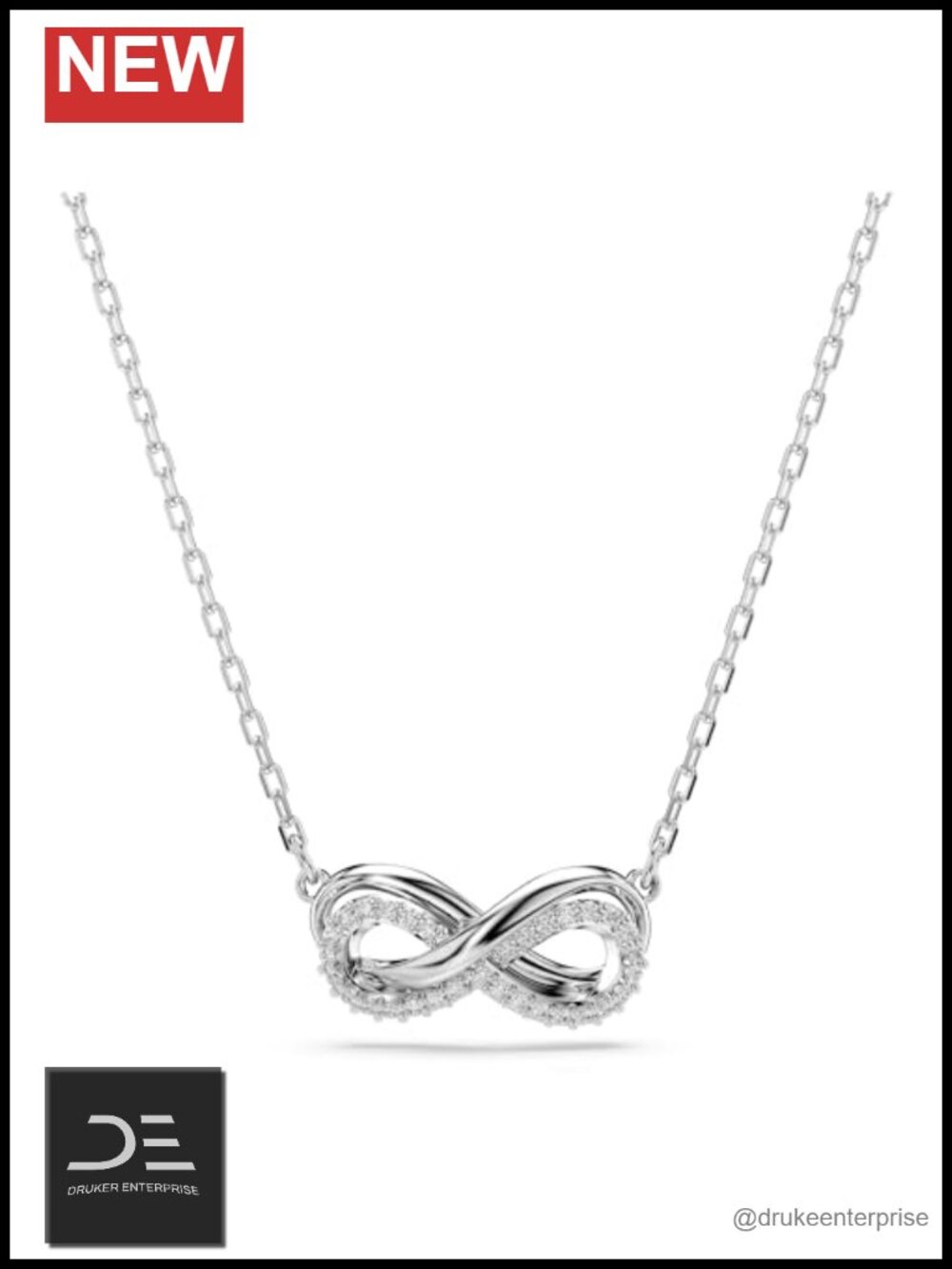 Swarovski Crystal Infinity Pendant Necklace Rhodium Lobster Clasp